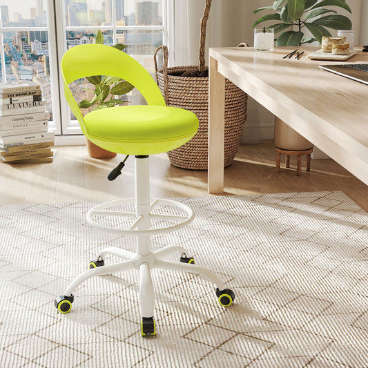 Rolling Tall Drafting Stool With Wheels, Green Armless Chairs Green at Gallery Canada