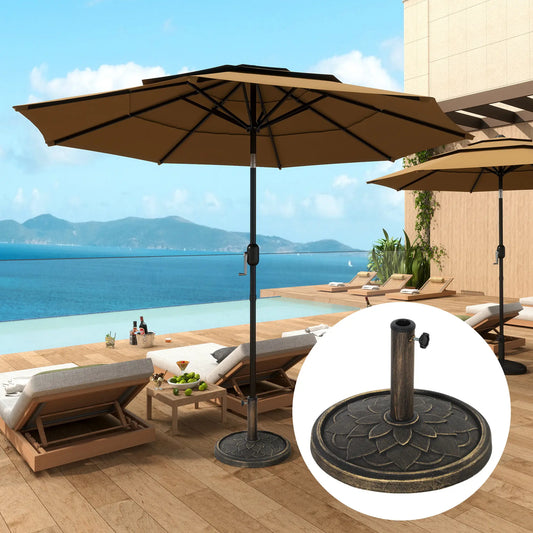 Round Patio Umbrella Base, 26 lbs Resin Stand, Heavy Duty Holder, Bronze Umbrella Bases Bronze at Gallery Canada