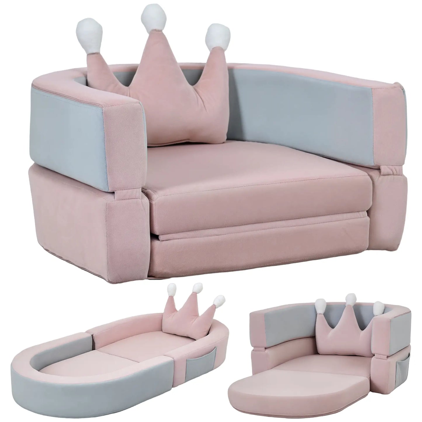 3-In-1 Convertible Climbing Toys For Toddlers With Crown Cushion, Pink Kids Gym & Playmats at Gallery Canada