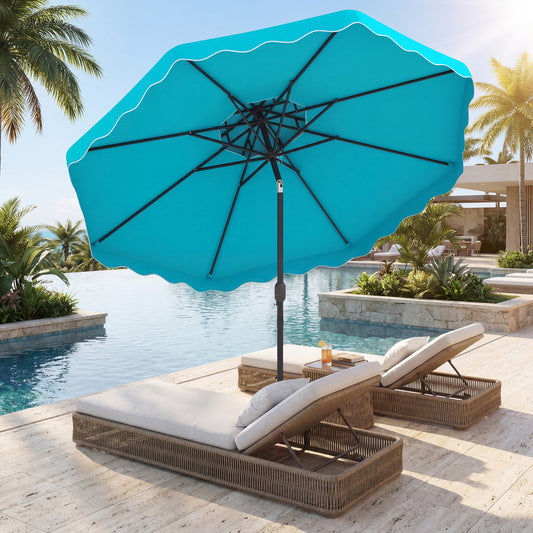9 Feet Patio Umbrella, Push Button Tilt And Crank, Turquoise Outdoor Umbrellas Turquoise at Gallery Canada