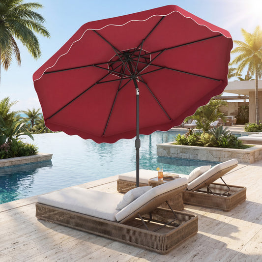9 Feet Patio Umbrella, Push Button Tilt, Crank, Wine Outdoor Umbrellas Wine at Gallery Canada