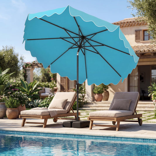 9 Feet Patio Umbrella, Weighted Base With Sandbags, Turquoise Outdoor Umbrellas Turquoise at Gallery Canada
