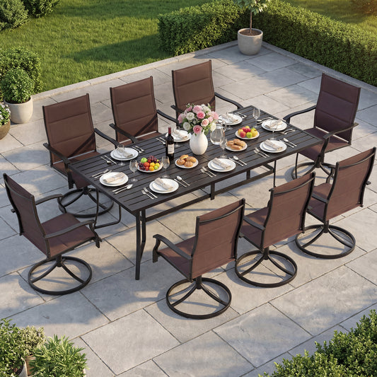 9-Piece Outdoor Dining Set For 8, Brown Patio Dining Sets Brown at Gallery Canada