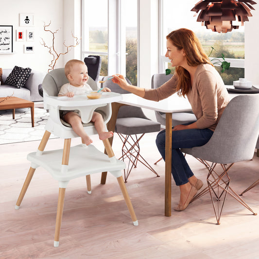 9-In-1 Convertible High Chair, Solid Wood Legs, White High Chairs White at Gallery Canada