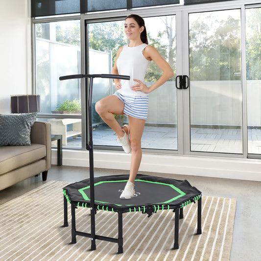 48" Foldable Trampoline with Adjustable Handle Bar, Green Trampolines Green, Black at Gallery Canada