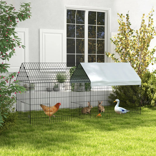 87" Small Animal Cage With Roof, Indoor Outdoor Use, For Chicken Rabbits Chinchillas, Silver Houses & Habitats Silver, Black at Gallery Canada