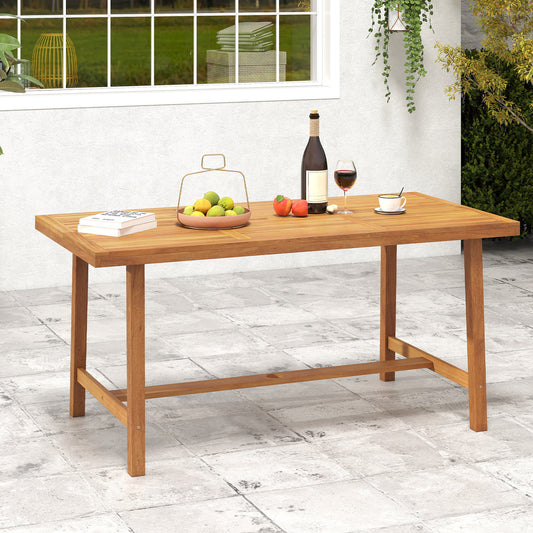 Acacia Wood Dining Table, 6 Person, Heavy-Duty, Indoor Outdoor, Natural Patio Dining Tables Natural at Gallery Canada