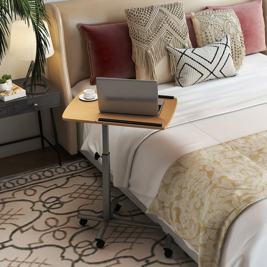 Adjustable Angle Height Rolling Laptop Table, Natural Laptop Tables & Printer Stands Natural at Gallery Canada
