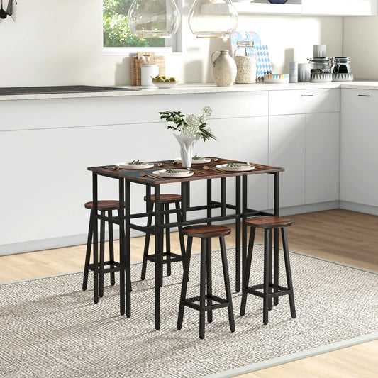 Bar Table Set, 6 Piece, Dining Room, Rustic Brown Bar Sets Rustic Brown at Gallery Canada