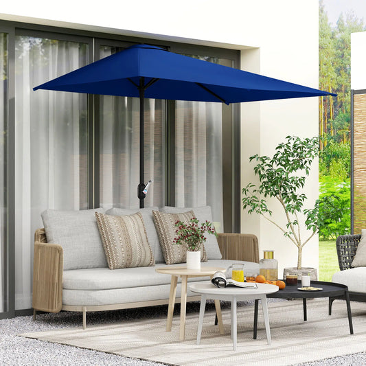 8ft Half Round Umbrella, Outdoor Balcony Parasol, Garden Sun Shade Half Round Umbrellas Dark Blue at Gallery Canada