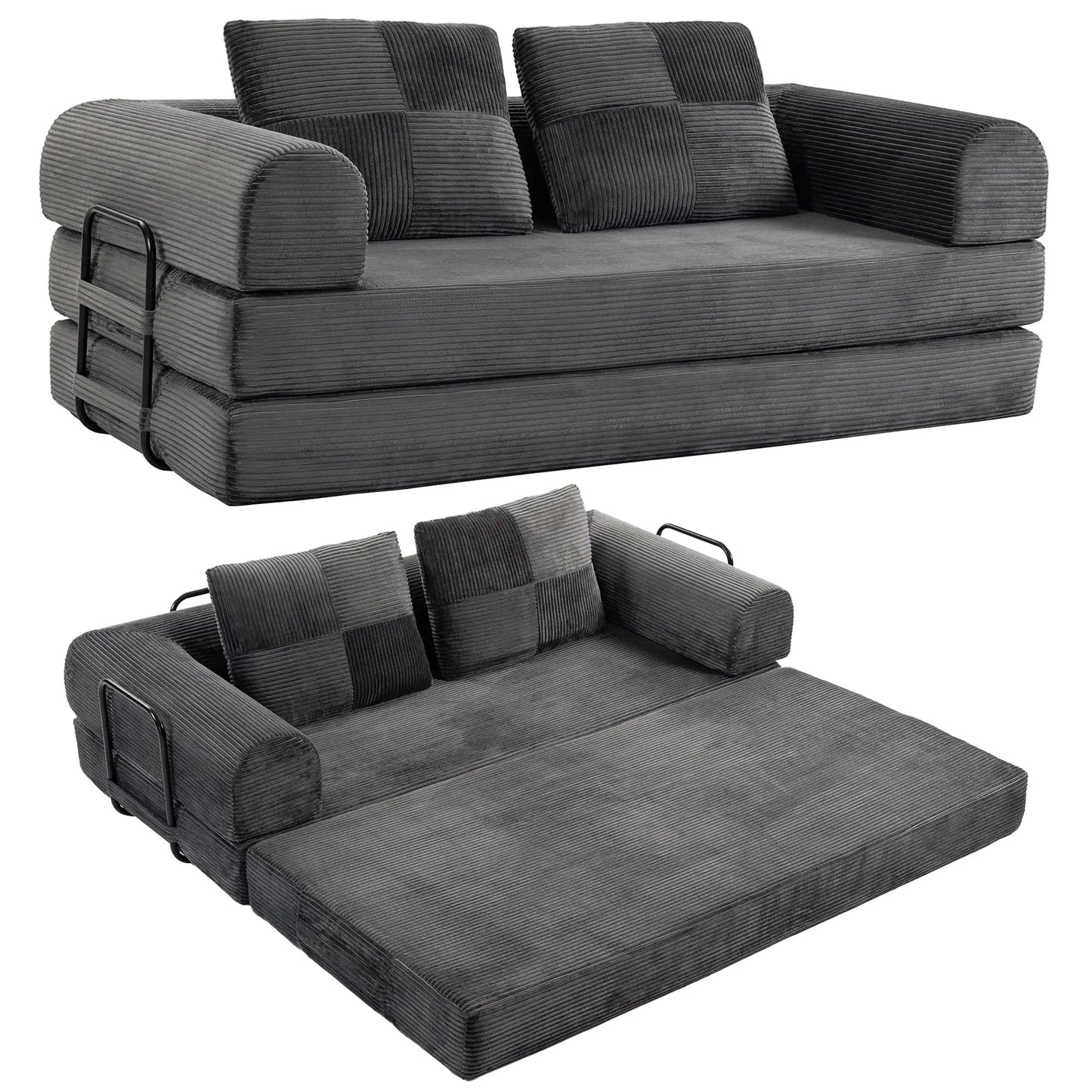 5-in-1 Convertible Sofa Bed, L-Shaped Loveseat, Dark Grey, Dark Grey Sofa Bed at Gallery Canada