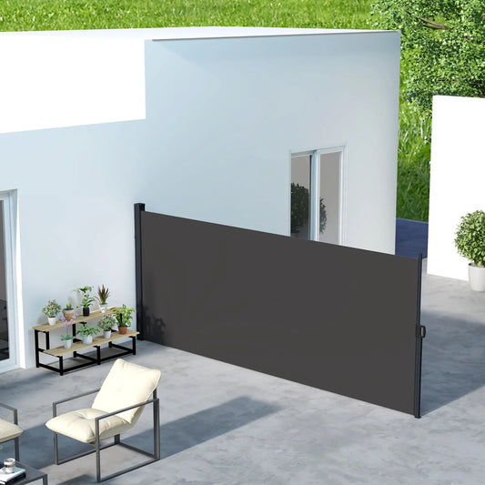 13' x 6' Retractable Side Awning, Outdoor Privacy Screen, Black Retractable Side Awning Black at Gallery Canada
