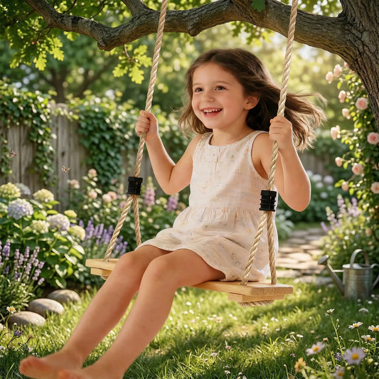 Wooden Swing Seat, Adjustable Rope, Outdoor Playground Playset Gym Sets & Swings Natural at Gallery Canada
