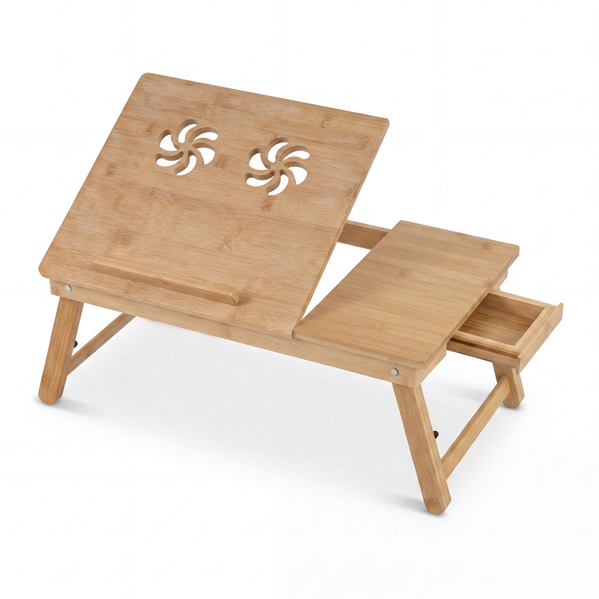 Bamboo Laptop Lap Tray, Adjustable Legs, Tilting Heat-Dissipation Top, Natural Laptop Tables & Printer Stands at Gallery Canada