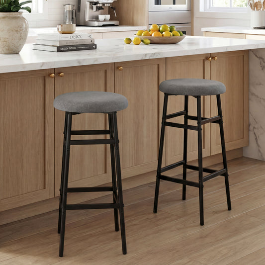 Metal Frame Bar Stools Set of 2, Gray, Black Bar Stools Black & Gray at Gallery Canada