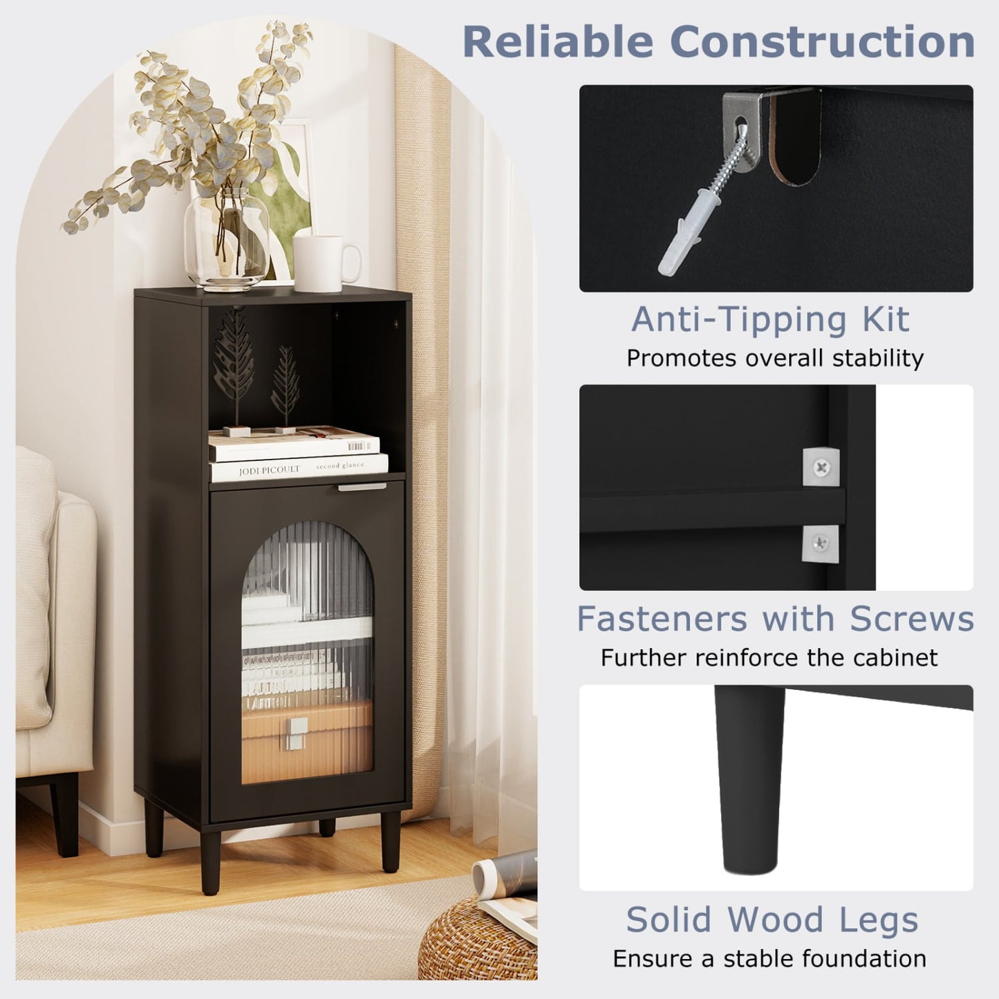 Wood Bathroom Floor Cabinet, Adjustable Shelf, Black Floor Cabinets at Gallery Canada