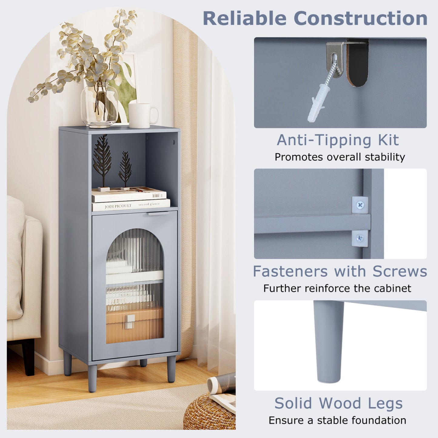 Bathroom Floor Cabinet, Wood Side Storage, Adjustable Shelf, Gray Floor Cabinets at Gallery Canada