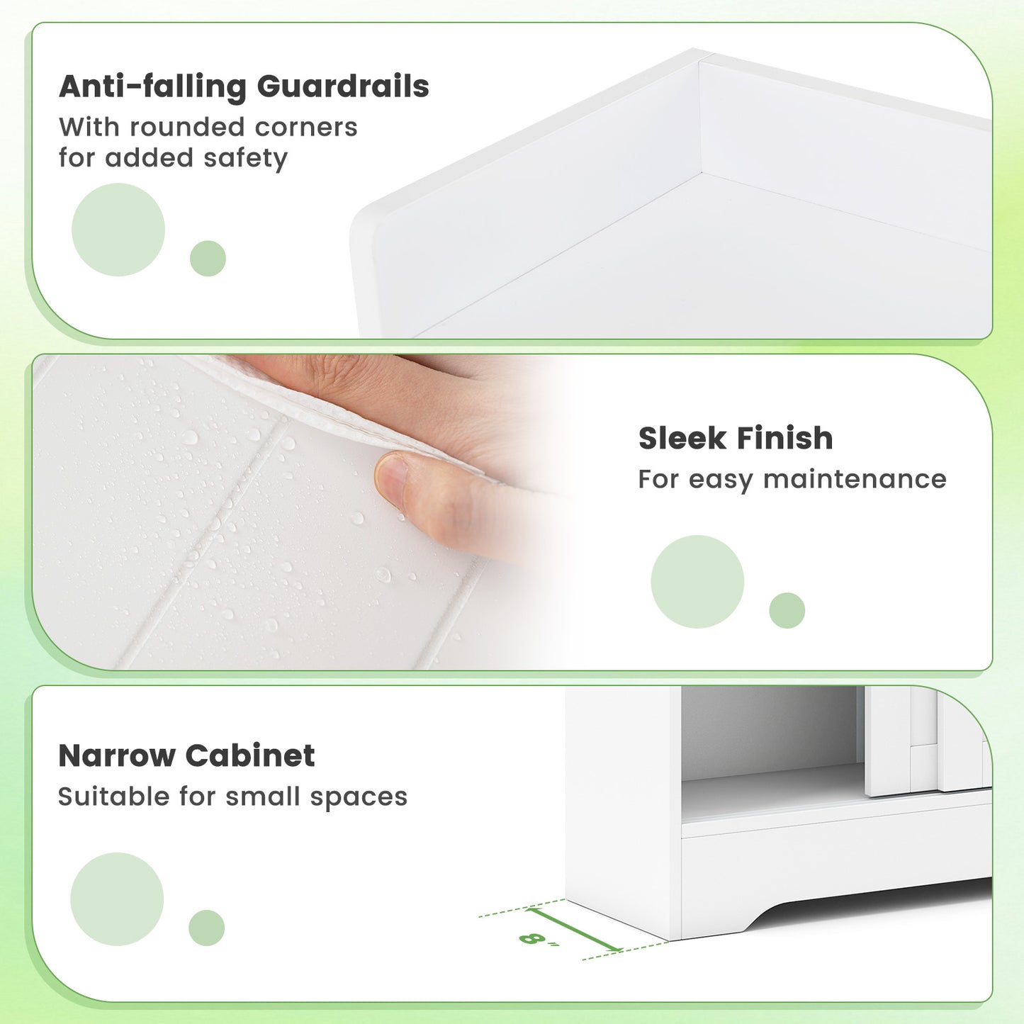 Bathroom Storage Cabinet Slim Floor Cabinet with Toilet Paper Holders, White Floor Cabinets at Gallery Canada
