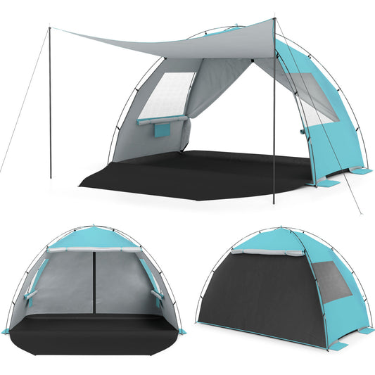 Beach Tent With Canopy, Pop-Up Easy Setup, UPF50+ Sun Protection, Blue Canopies Blue at Gallery Canada