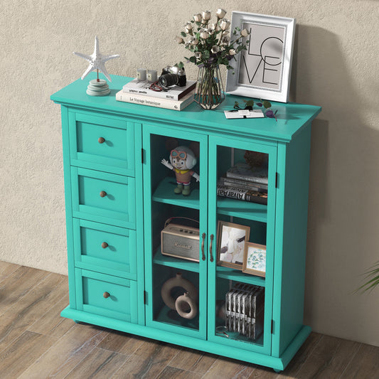 Buffet Sideboard Table, Kitchen Storage Cabinet with Drawers and Doors, Green Sideboards Cabinets & Buffets Green at Gallery Canada