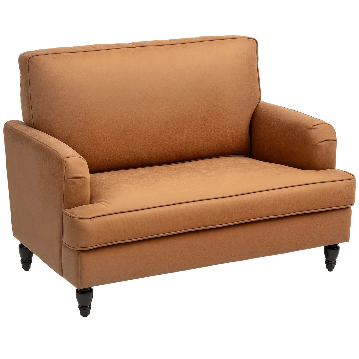 Modern Accent Chair, Microfiber Armchair with Turned Legs, Brown Accent Chairs at Gallery Canada