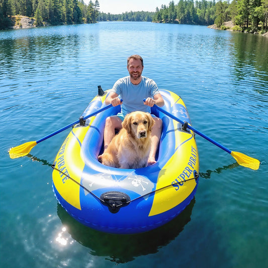 Inflatable Kayak, 1-2 Person Water Sports & Boating Supplies Dark Blue, Yellow, Black at Gallery Canada