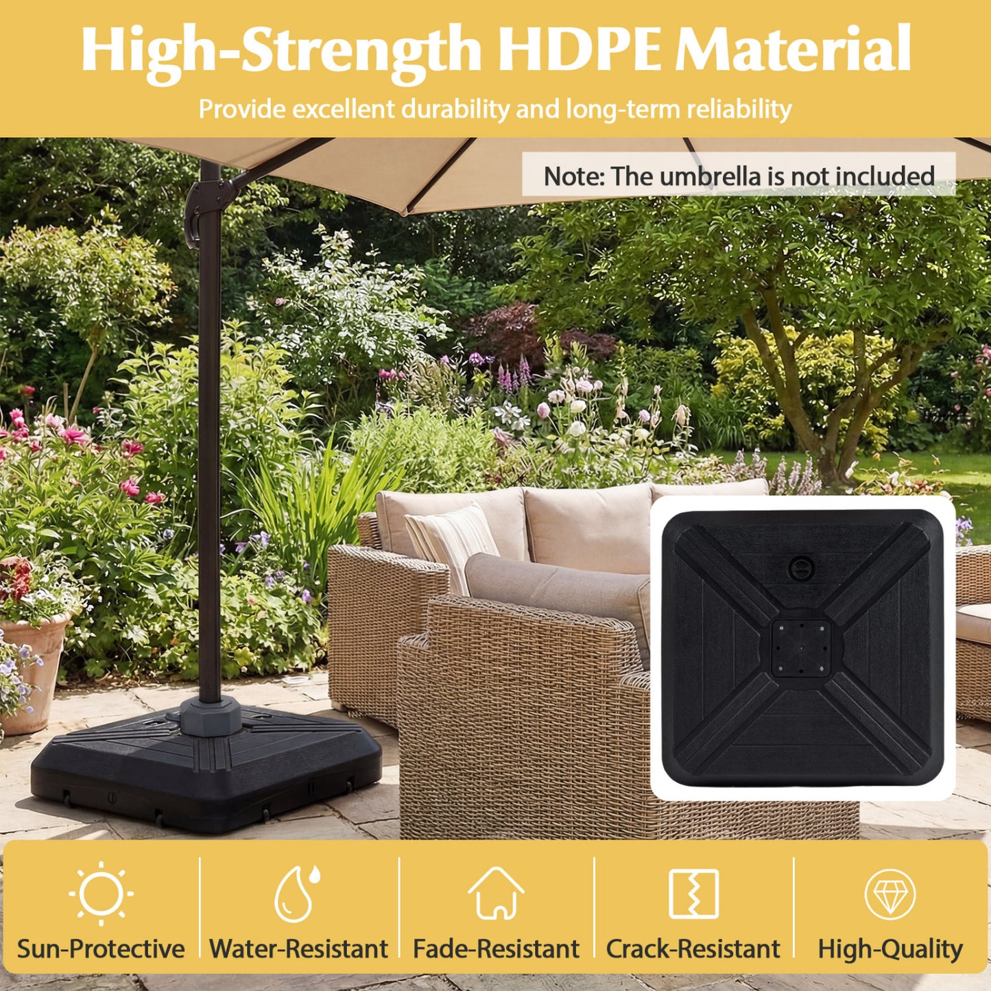Cantilever Offset Umbrella Base with Wheels for Backyard Poolside Outdoor Umbrella Bases at Gallery Canada