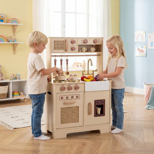 Kids Pretend Play Kitchen With Lights, Sounds, Yellow Play Kitchen Sets Yellow at Gallery Canada