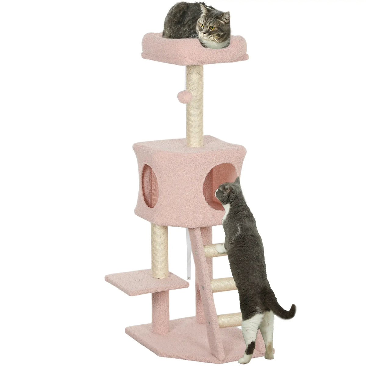 47" Tall Cat Tree Tower, Condo, Ladder, Scratching Posts, Pink Cat Trees at Gallery Canada