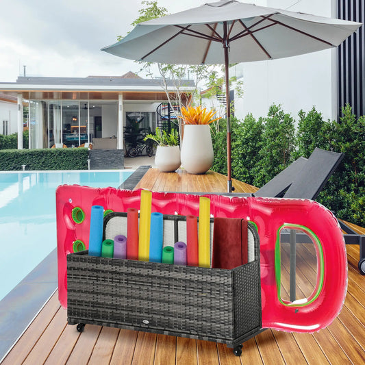 Outdoor Wicker Pool Storage Organizer, Gray Patio Storage Boxes Grey at Gallery Canada