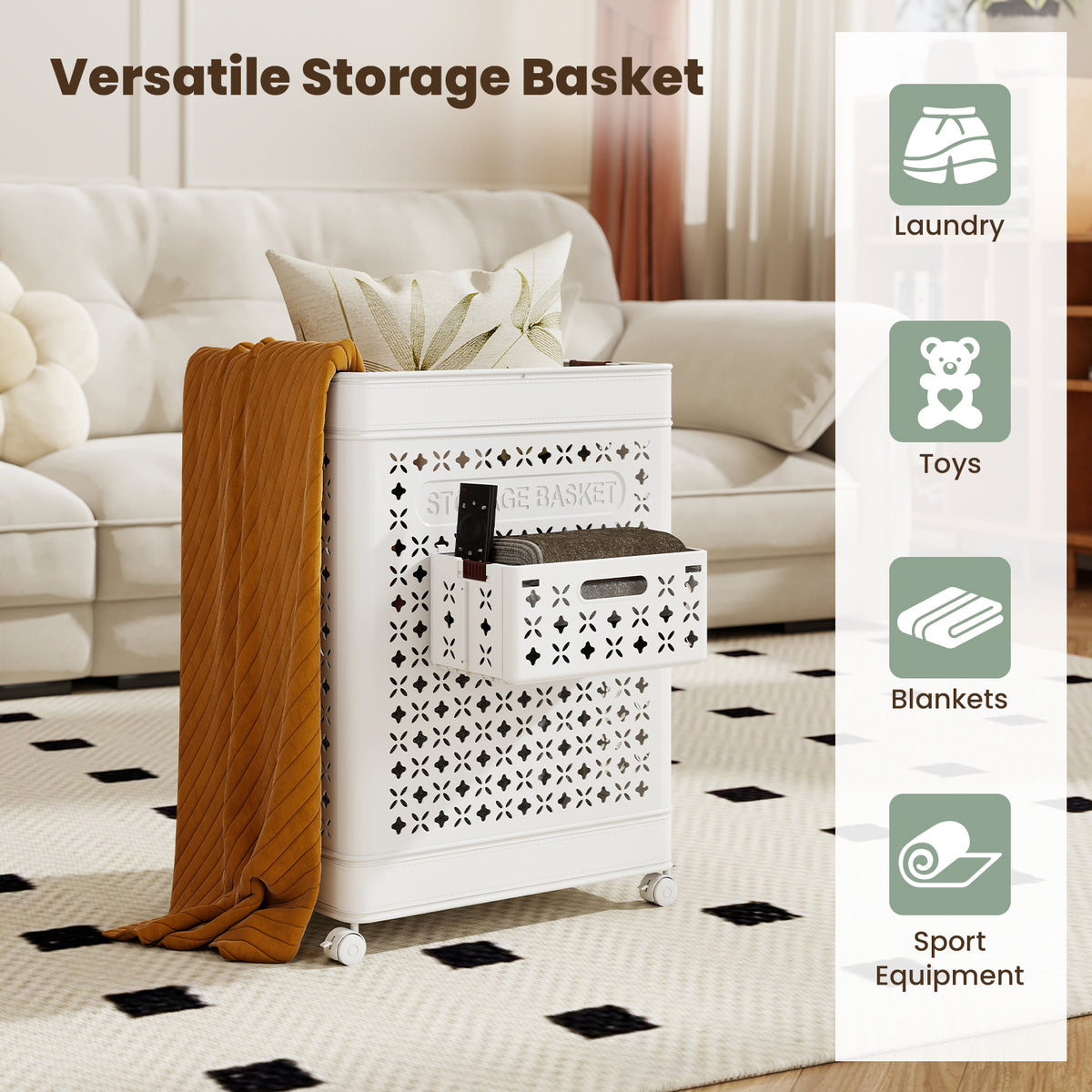 Collapsible Laundry Basket, 20 Gallon Plastic Storage Bin, White Laundry Baskets at Gallery Canada