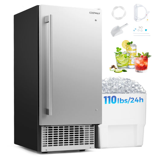 Commercial Ice Maker, 110 Lbs/24H, 25 Lbs Storage Ice Makers Silver/Black & Sliver at Gallery Canada