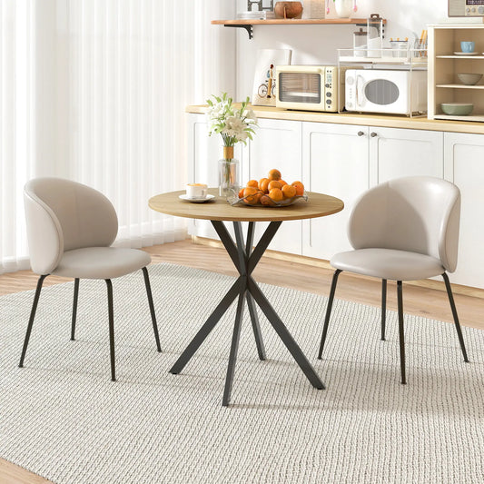 31.5" Industrial Round Dining Table, White Oak Dining Tables White Oak, Black at Gallery Canada