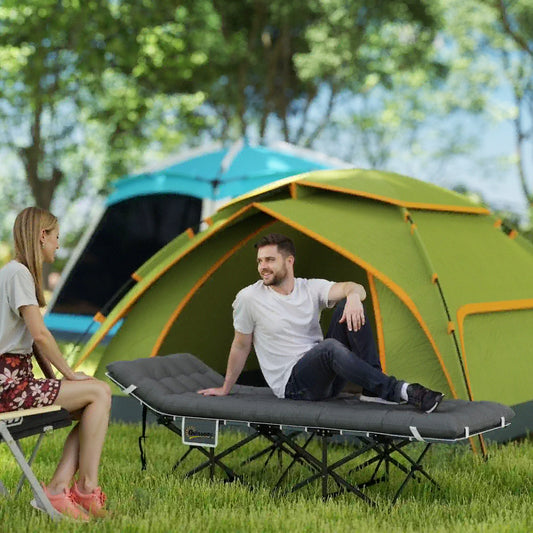 26.8" Largeur Lit Pliant, Lit de Camp avec Matelas, Sac de Transport, 330 LBS, Gris Foncé