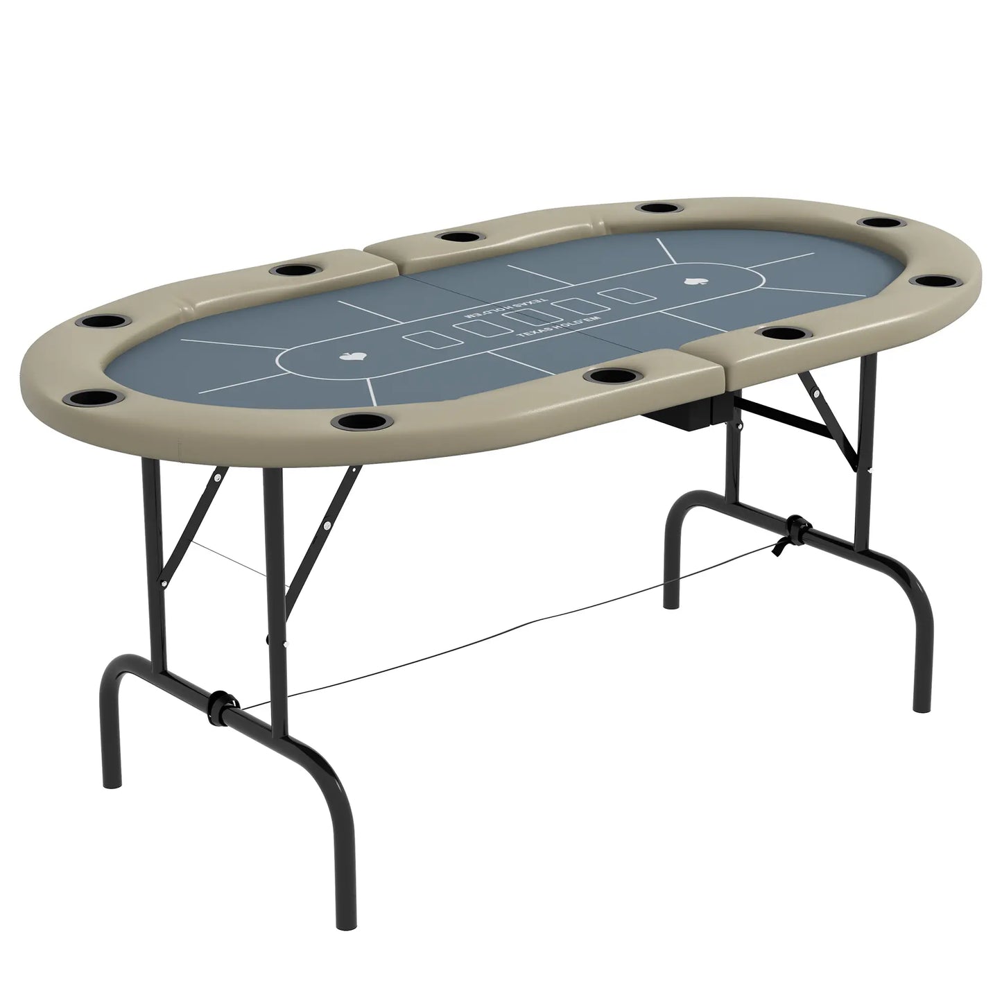 Foldable Poker Table, 70" Oval, With Cup Holders, Blue Game Tables at Gallery Canada