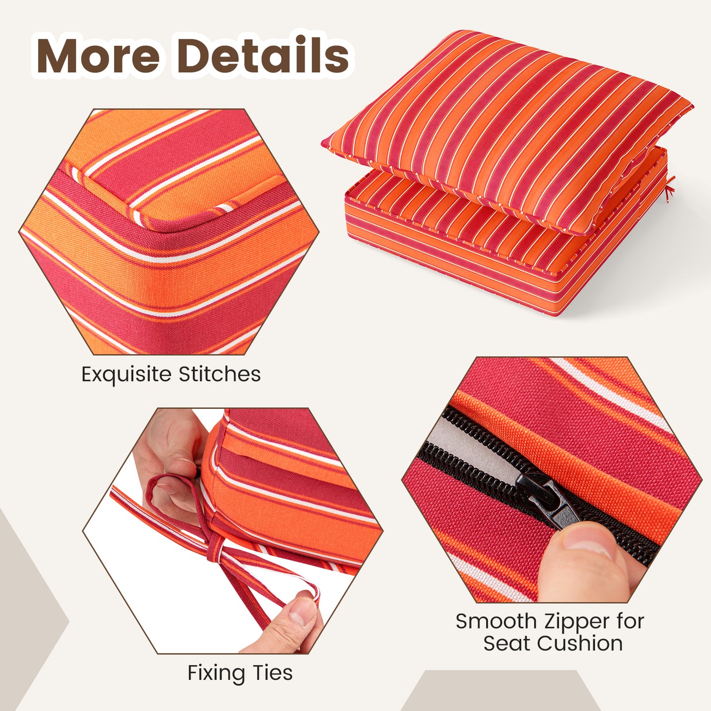 Deep Seat Chair Cushion Pads Set, With Rope Belts, Orange Outdoor Furniture Accessories at Gallery Canada