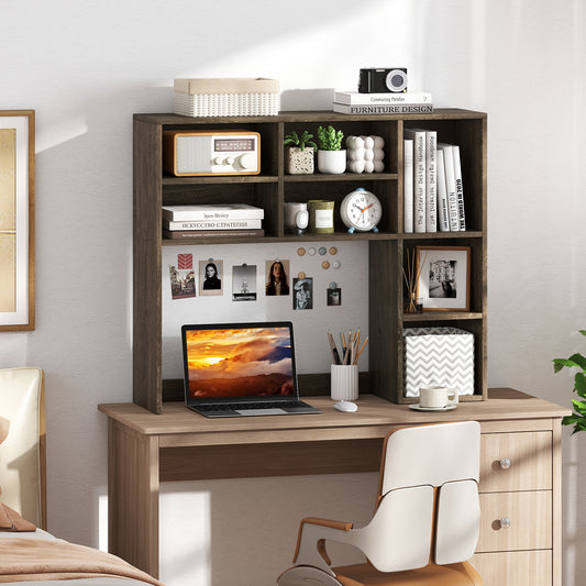 Desktop Bookshelf with 7 Open Cubbies and 3 Adjustable Shelves, Oak Bookcases Oak at Gallery Canada
