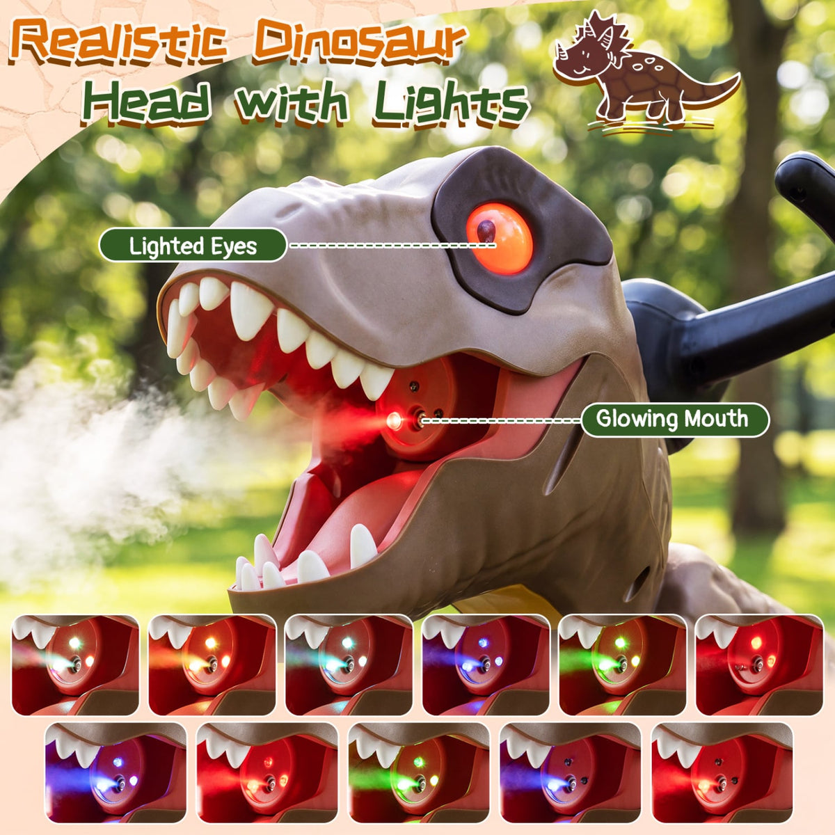 Dinosaur Drift Tricycle Lights Spray 360-Degree Spin, Brown Push & Pedal Ride On Toys at Gallery Canada