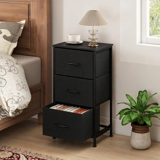 Fabric Drawer Nightstand, Dark Black, Black Dressers & Chests Black at Gallery Canada