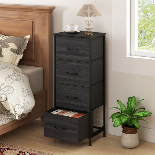 4 Fabric Drawer Dresser Nightstand, Charcoal Black Dressers & Chests Black Wood Grain at Gallery Canada