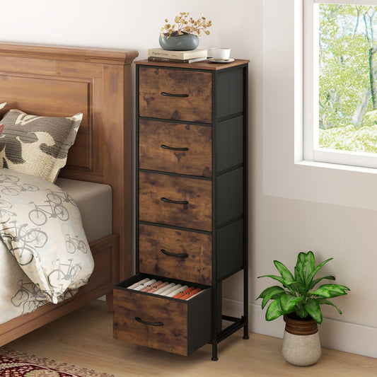 5 Fabric Drawer Dresser Nightstand, Rustic Brown Dressers & Chests Rustic Brown at Gallery Canada