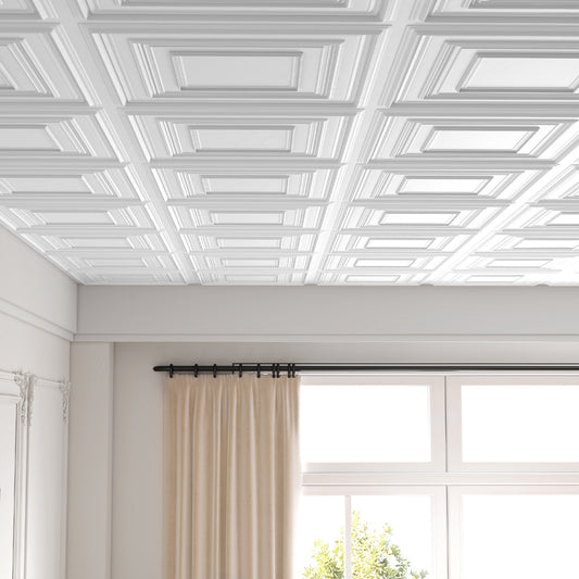 24" x 24" PVC Ceiling Tiles, 3D Decorative Patterns, 24-Pack, White Decorative Accessories White at Gallery Canada