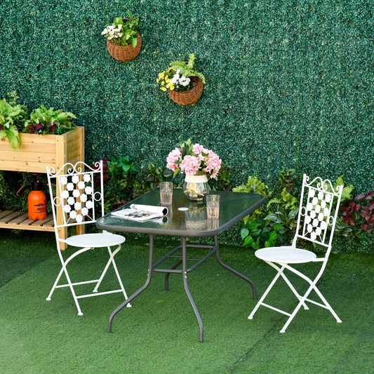 Metal Garden Dining Table, Outdoor Patio Table, Tempered Glass Top, 55" x 31.5" Patio Dinning Tables Carbon Grey at Gallery Canada