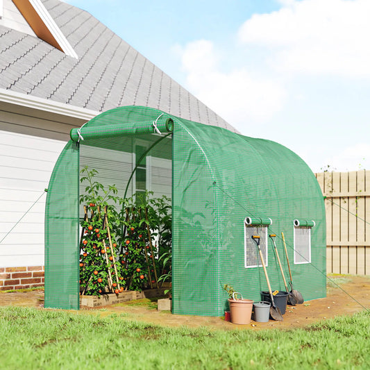 8'x6.6'x6.6' Walk-In Greenhouse, Garden Tunnel, Steel Frame, Roll-Up Door Walk In Greenhouses Dark Green at Gallery Canada