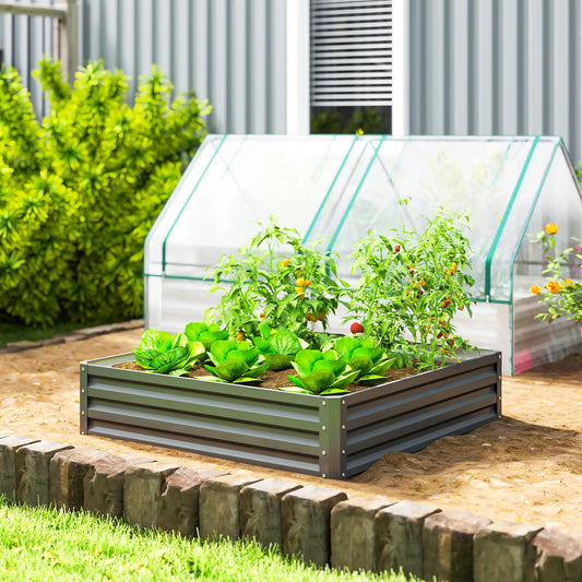 4' x 4' x 1' Galvanized Steel Raised Garden Bed, Light Grey Galvanized Planter Boxes Light Grey at Gallery Canada