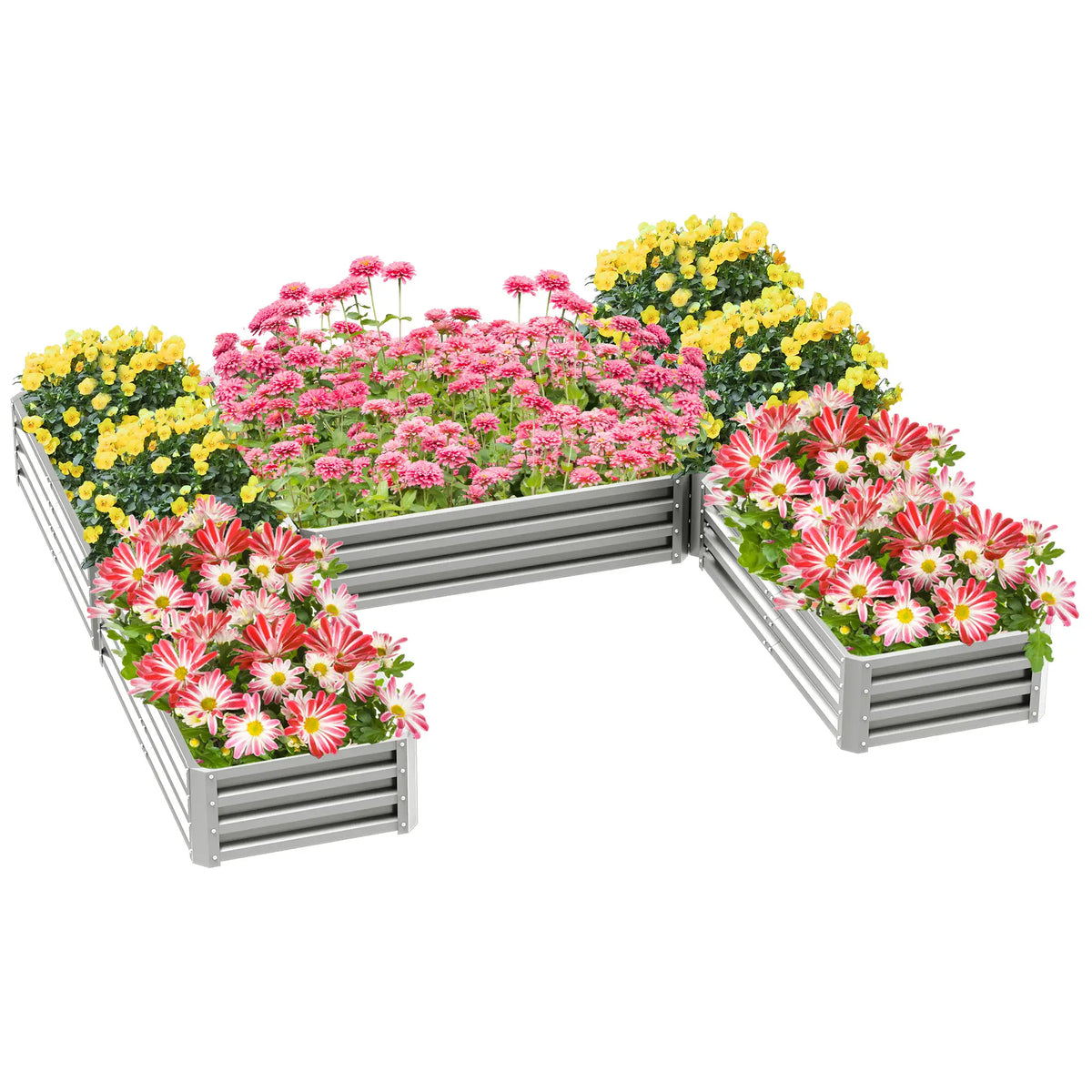 Steel Raised Garden Bed, 8x8x1ft, Set of 5 Large Planters, Silver Raised Garden Beds at Gallery Canada