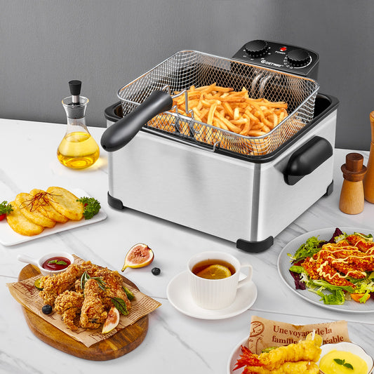 Electric Deep Fryer 5.3QT/21-Cup Stainless Steel 1700W with Triple Basket Air Fryers Options at Gallery Canada