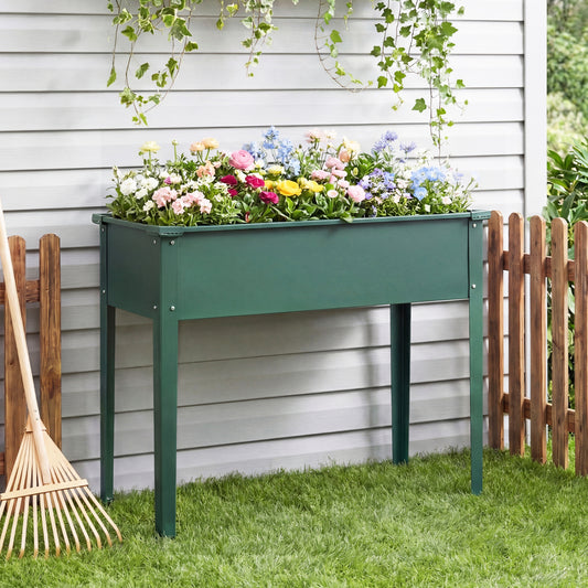 Metal Raised Garden Bed With Legs, Drainage Holes, Green Raised Garden Beds Green at Gallery Canada