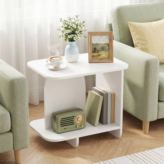 2-Tier End Table With Storage Shelf, White End & Side Tables White at Gallery Canada