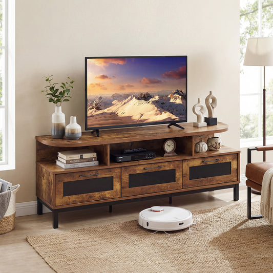 Entertainment Center, 3 Storage Drawers, Open Shelves, Brown Entertainment Centers & TV Stands Rustic Brown at Gallery Canada